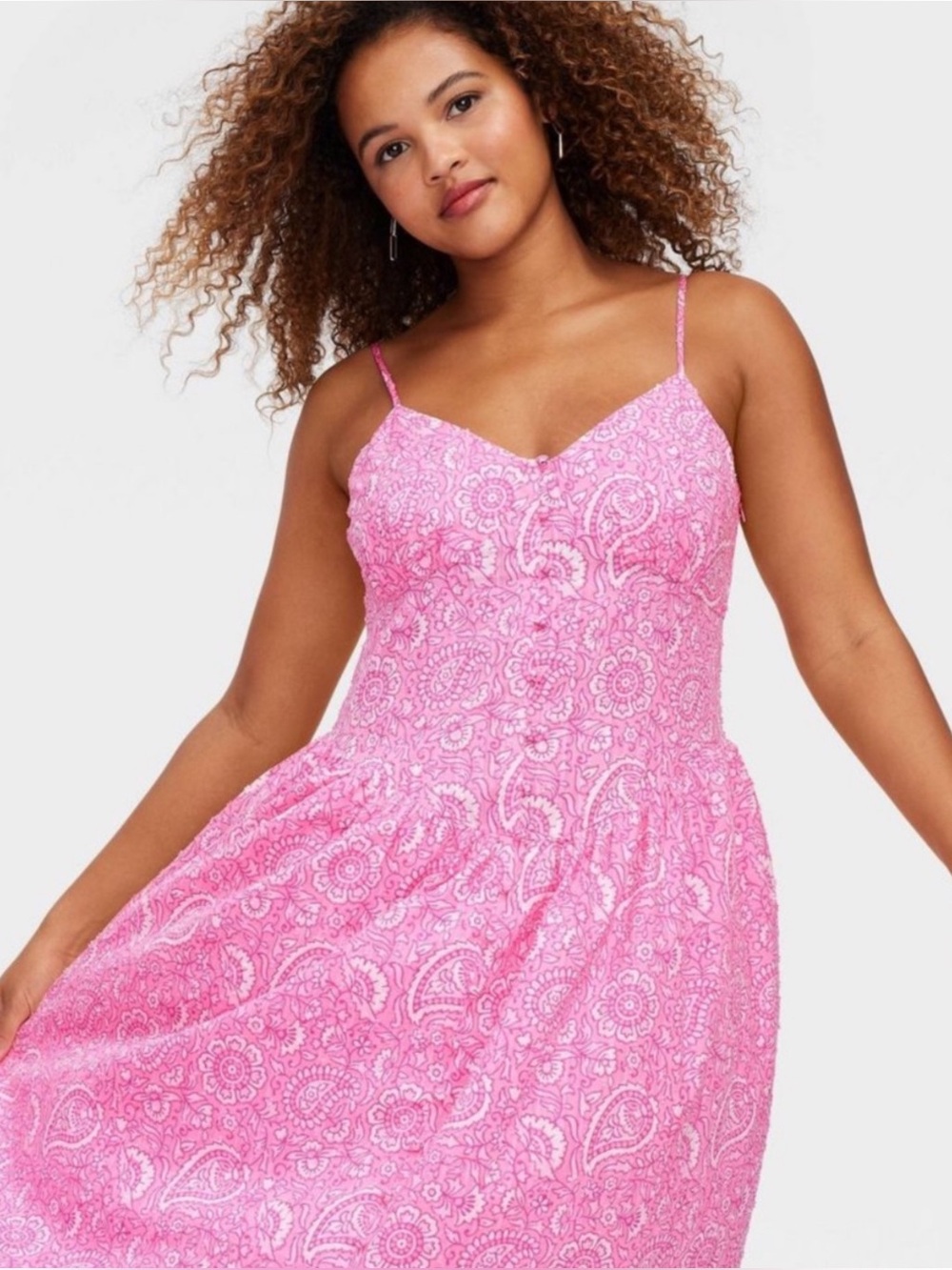 ROLLER RABBIT x Target | NWT Pink Paisley Spaghetti-Strap Midi Dress, Size XS